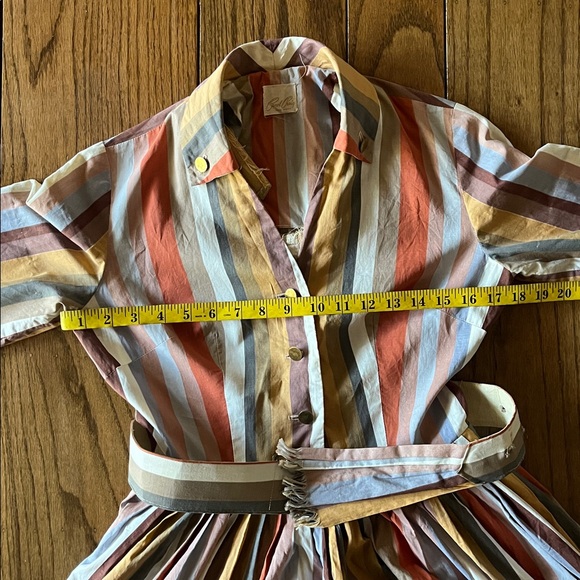 Vintage Carol Craig Striped Multicolor Midi Dress with Belt - Picture 12 of 14